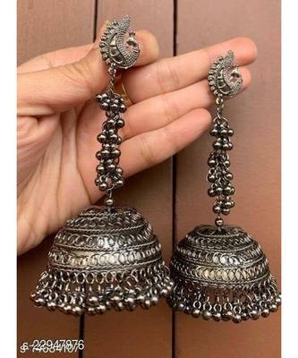 Peacock Jhumki, Indian Oxidized German Silver Jewelry,  Bollywood Jewellery,  Boho Hippie Tribal Jewellery 1