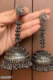 Peacock Jhumki, Indian Oxidized German Silver Jewelry,  Bollywood Jewellery,  Boho Hippie Tribal Jewellery