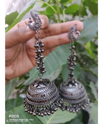 Peacock Jhumki, Indian Oxidized German Silver Jewelry,  Bollywood Jewellery,  Boho Hippie Tribal Jewellery 2