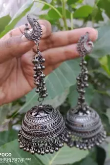 Peacock Jhumki, Indian Oxidized German Silver Jewelry,  Bollywood Jewellery,  Boho Hippie Tribal Jewellery