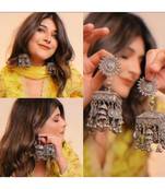 Afghani banjara earrings big antique jhumka jhumki black