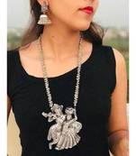Radhakrishna pendant set traditional wear German silver indian oxidized jewellery vintage look temple jewelry