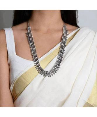 Silver oxidized long necklace set,silver look alike long necklace, necklace jewelry, Indian SLA necklace 2