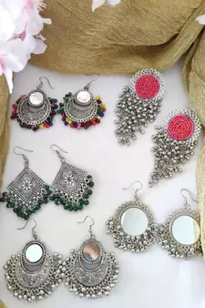 DAILYWEAR OXIDIZED EARRINGS, German silver indian oxidised boho hippie gypsy jewellery, gifts for her