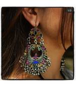 Afghan Kuchi Earrings Colorful, Boho Statement Tribal Earrings, Hippie Style Mirror Earrings Real Glass Afghani Earrings