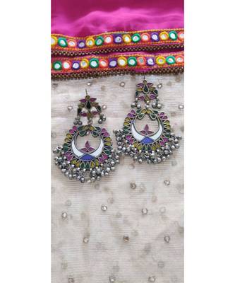 Afghan Kuchi Earrings Colorful, Boho Statement Tribal Earrings, Hippie Style Mirror Earrings Real Glass Afghani Earrings 2