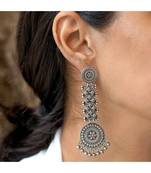 Dangle earrings indian oxidized German silver jewelry, bollywood celebrity style, gifts for her, long earring.