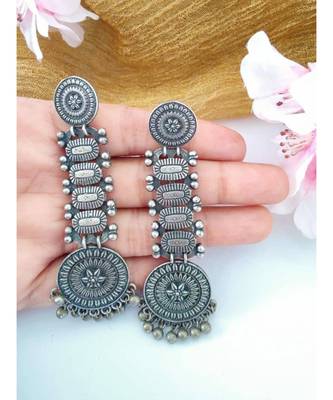 Dangle earrings indian oxidized German silver jewelry, bollywood celebrity style, gifts for her, long earring. 2