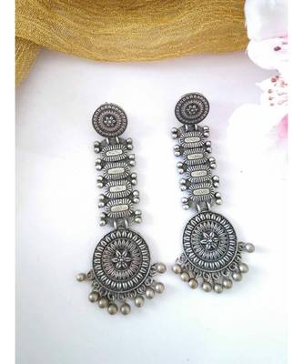 Dangle earrings indian oxidized German silver jewelry, bollywood celebrity style, gifts for her, long earring. 4