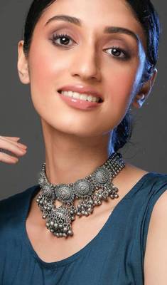 German Silver oxidised set with Jhumki boho tribal jewelry/ Temple jewellery handmade oxidized choker set/ antique set 1