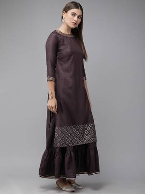 Indo Era Purple Embroidered Straight Kurta Sarara With Dupatta Set 3