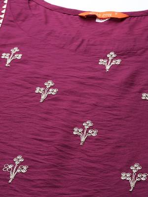 Indo Era Wine Printed Kurta Palazzo With Hand made Dupatta Set 5