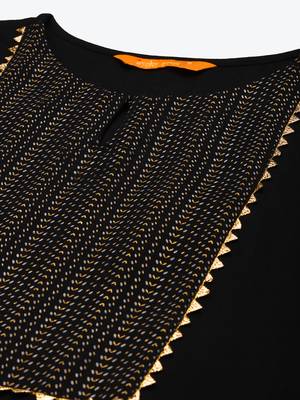 Indo Era Black  Solid Straight Kurta Trouser With Dupatta Sets 5