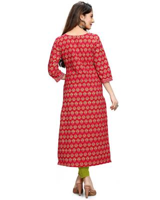 Red printed cotton ethnic-kurtis 2