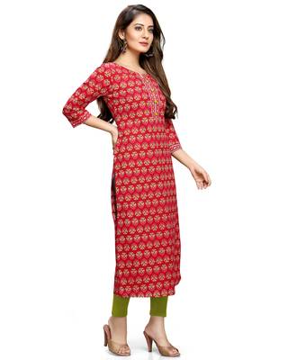 Red printed cotton ethnic-kurtis 3
