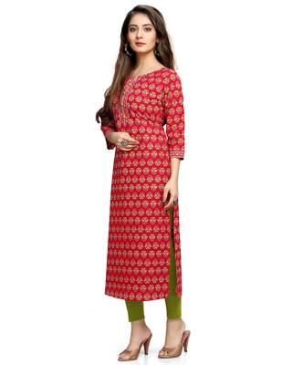 Red printed cotton ethnic-kurtis 4