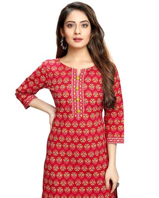 Red printed cotton ethnic-kurtis 5