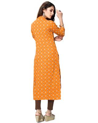 Mustard printed cotton ethnic-kurtis 2
