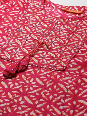 Indo Era Pink Printed A - Line Kurta Trouser With Dupatta Set 5