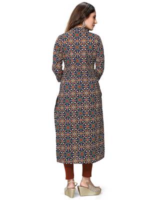 Navy-blue printed cotton ethnic-kurtis 2