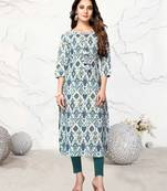 White embroidered cotton ethnic-kurtis