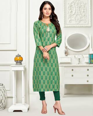 Green printed cotton ethnic-kurtis 1