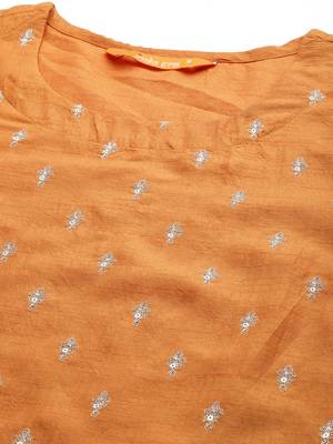 Indo Era Mustard Embroidred Straight Kurta Sharara Set 5