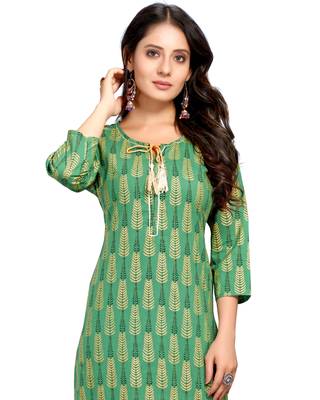 Green printed cotton ethnic-kurtis 5
