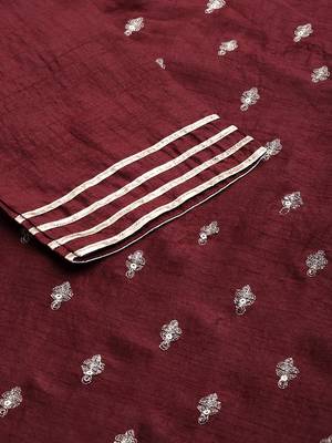 Indo Era Wine Embroidred Straight Kurta Sharara Set 5