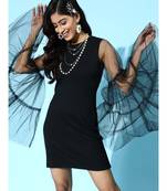 Black Tulle Flare Sleeve Bodycon Dresses