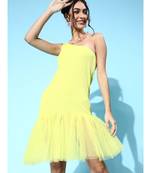 Yellow Tulle One Shoulder Dresses