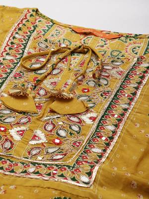 Indo Era Yellow Embroidered A-line Kurta Trouser With Dupatta Set 5