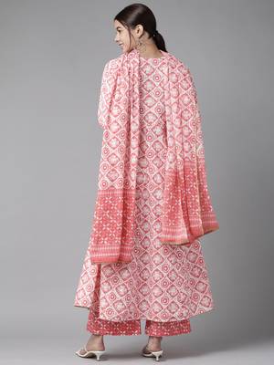 Indo Era Pink Embroidered A-line Kurta Trouser With Dupatta Set 2