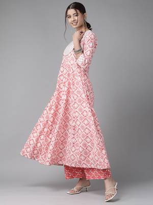 Indo Era Pink Embroidered A-line Kurta Trouser With Dupatta Set 3