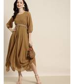 Mustard Embroidered Belt Dhoti Dresses