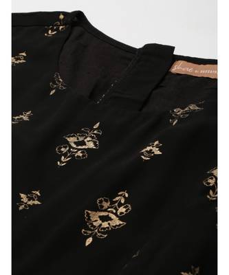 Black Sleeveless Foil Dhoti Dresses 6
