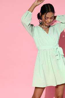 Mint Green Belted Short Dresses