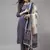 Indo Era Blue Printed A-line Kurta Trouser With Dupatta Set