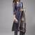 Indo Era Blue Printed A-line Kurta Trouser With Dupatta Set
