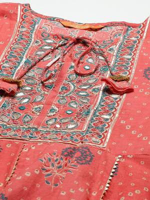 Indo Era Pink Embroidered A-line Kurta Trouser With Dupatta Set 5