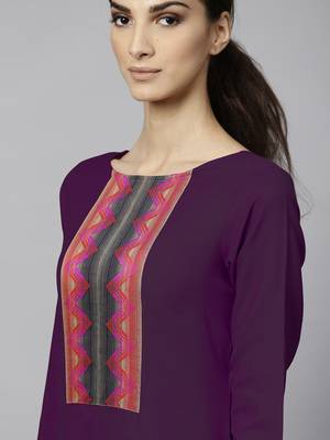Indo Era Purple Solid Straight Kurta Palazzo With Dupatta Set 5