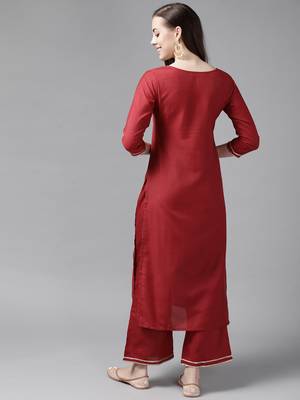 Indo Era Solid Straight Kurta With Palazzo Set 2