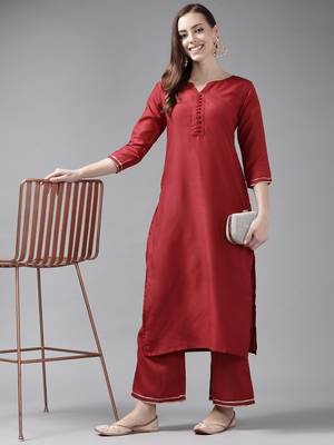 Indo Era Solid Straight Kurta With Palazzo Set 4