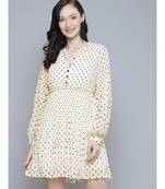 White With Black Polka Dot Pleated Dresses