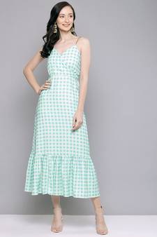Blue & Yellow Check Strappy Maxi