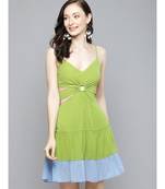 Blue & Lime Green Side Cut Out Short Dresses