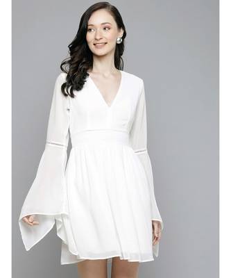 White Boho Sleeve Skater Dresses 1
