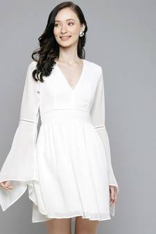 White Boho Sleeve Skater Dresses