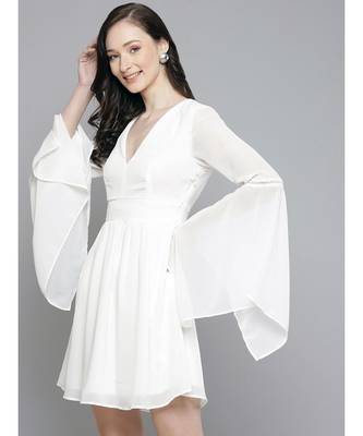 White Boho Sleeve Skater Dresses 2
