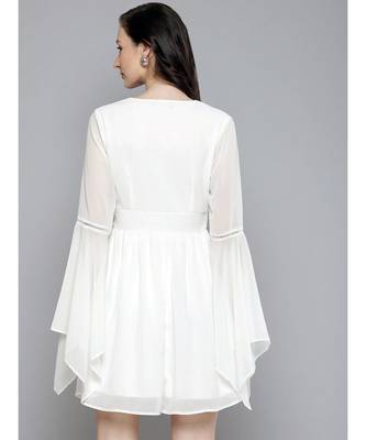 White Boho Sleeve Skater Dresses 3